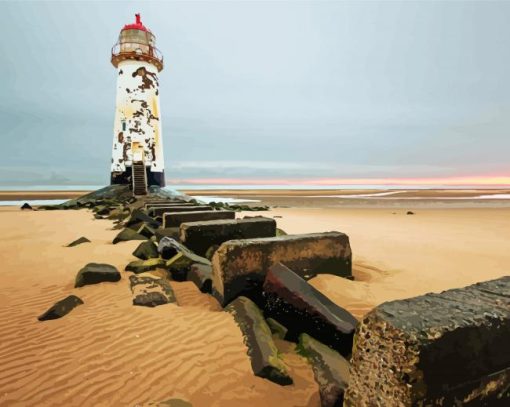 Aesthetic Talacre Beach Lighthouse paint by numbers
