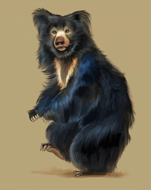 Sloth Bear Art paint by numbe