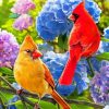 Bird With Hydrangea paint by numbe