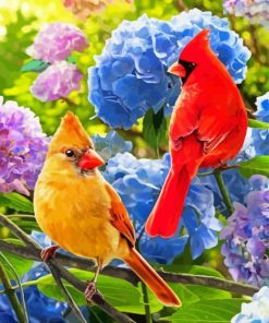 Bird With Hydrangea paint by numbe