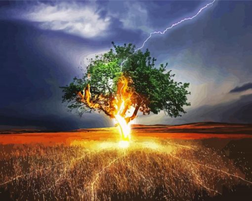 Aesthetic Lightning Tree paint by numbe