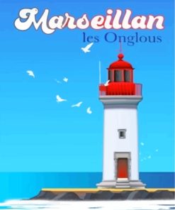 Marseillan Lighthouse Poster Paint By Numbers