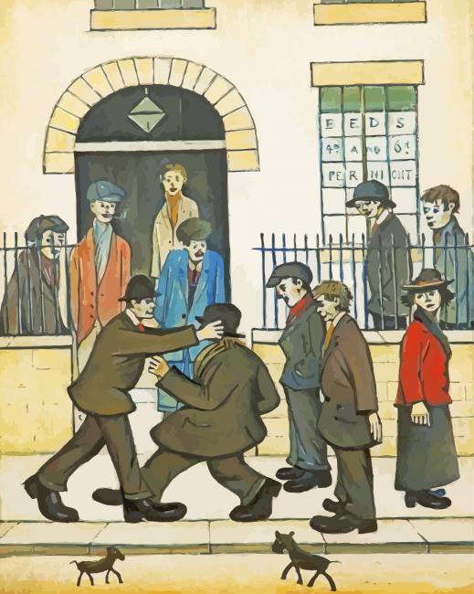 A Fight By Lowry paint by number