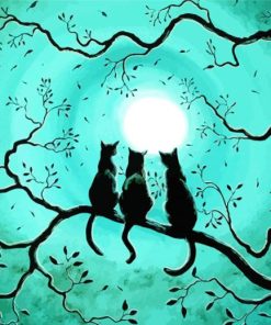 Cats Sitting On Branch paint by number