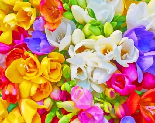 Colorful Freesias paint by number