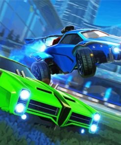 Green And Blue Cras Rocketleague paint by number