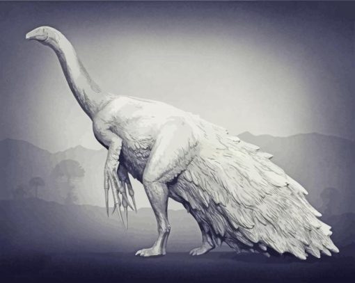 White Therizinosaurus paint by numbers