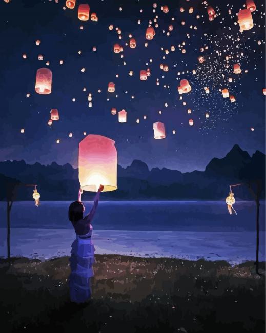 Lanterns In The Sky paint by numbers
