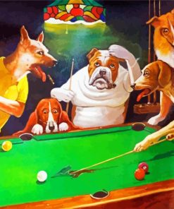 Dogs Playing Billiards Paint by numbers