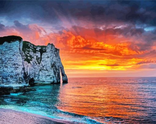 Etretat France Sunset Paint By Numbers