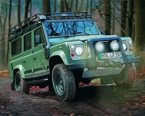 Green Land Rover Defender Paint By Numbers