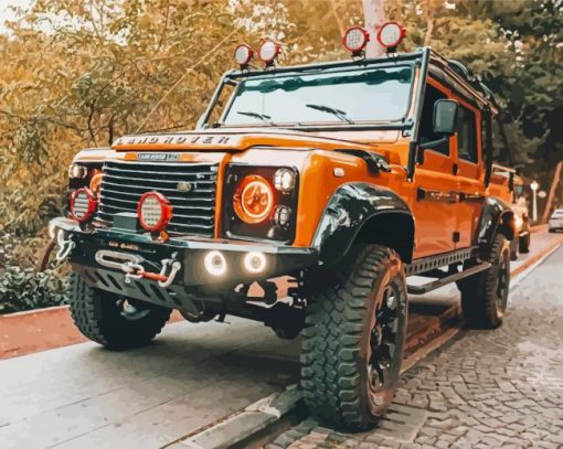 Orange Land Rover Defender Paint By Numbers