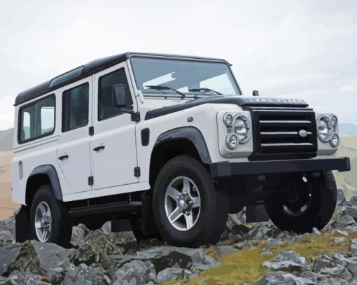 White Land Rover Defender Paint By Numbers