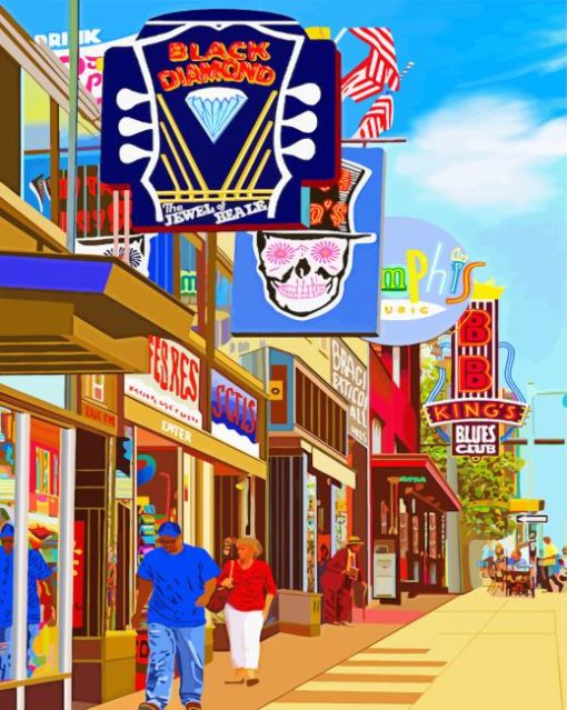 Memphis Beale Street Art Paint By Numbers