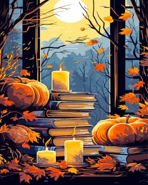 Aesthetic Autumn Books Paint By Numbers