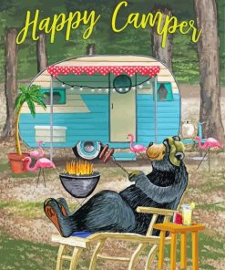 Happy Camper Bear Paint By Numbers