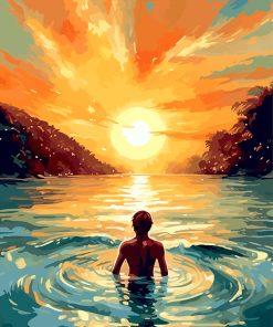 Man Contemplating The Sunset Paint By Numbers