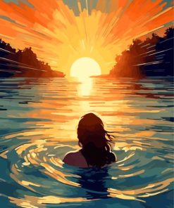 Woman Contemplating The Sunset Paint By Numbers