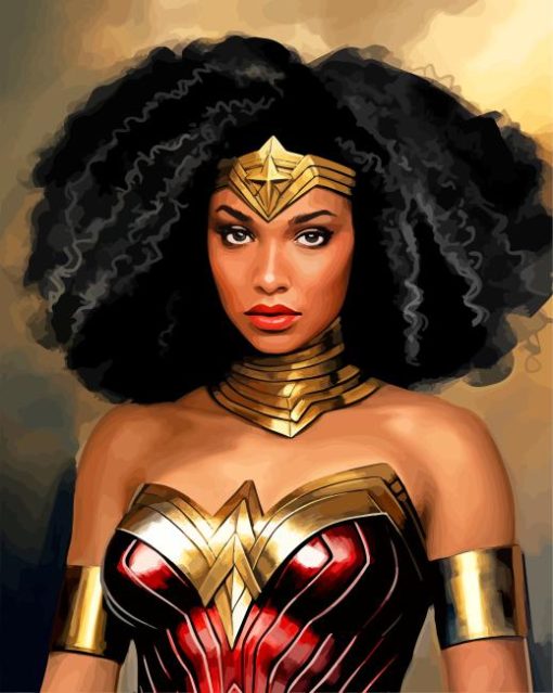 Afro Wonder Woman Paint By Numbers