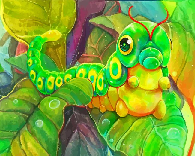 Pokemon Caterpie Paint By Numbers