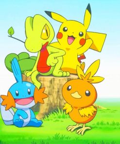 Pikachu And Treecko With Friends Paint By Numbers