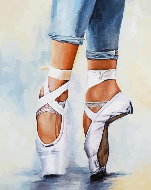 White Ballet Shoes Paint By Numbers