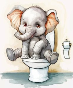 Elephant In Toilet Paint By Numbers art