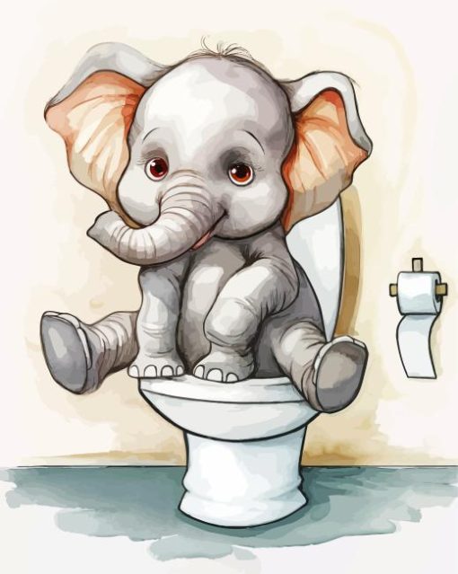 Elephant In Toilet Paint By Numbers art