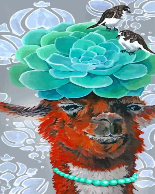 Alpaca And Cactus Paint By Number