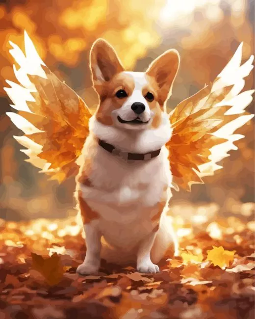 Welsh Corgi And Wings Paint By Number