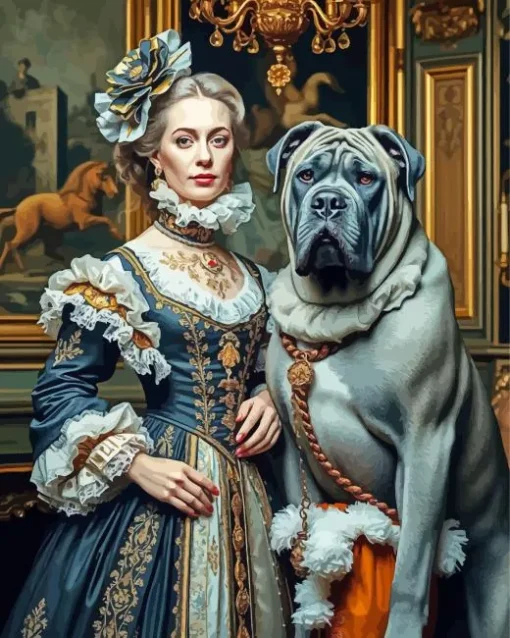 Noble Lady And Neapolitan Mastiff Paint By Number