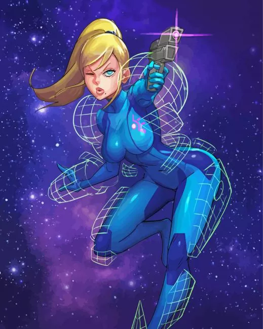 Metroid Zero Suit Samus Paint By Numbers