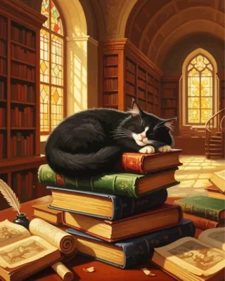 Black Cat Sleeping Paint By Numbers 