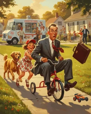 Girl Playing With Her Dad Paint By Numbers 