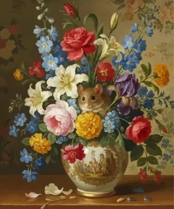 Mouse And Flowers Paint By Numbers