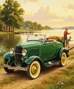Vintage Green Car Paint By Numbers