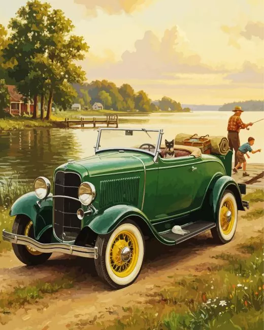 Vintage Green Car Paint By Numbers